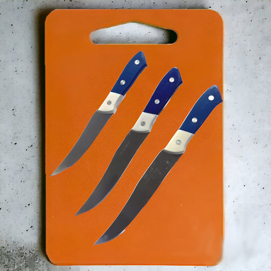 Пласмасова дъска за рязане с 3 ножа